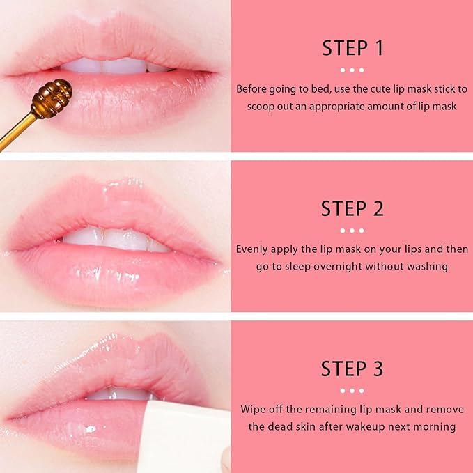 1 PCS Bee Lip Balm Honey Pot, Moisturizing Watermelon Sleeping Lip Balm Lip Mask Overnight, Hydrate Lip Repair Prevent Dry and Cracked Lip Care, Nourishes the Lip Skin, Reduces Lip Lines-FemmiqueWomen