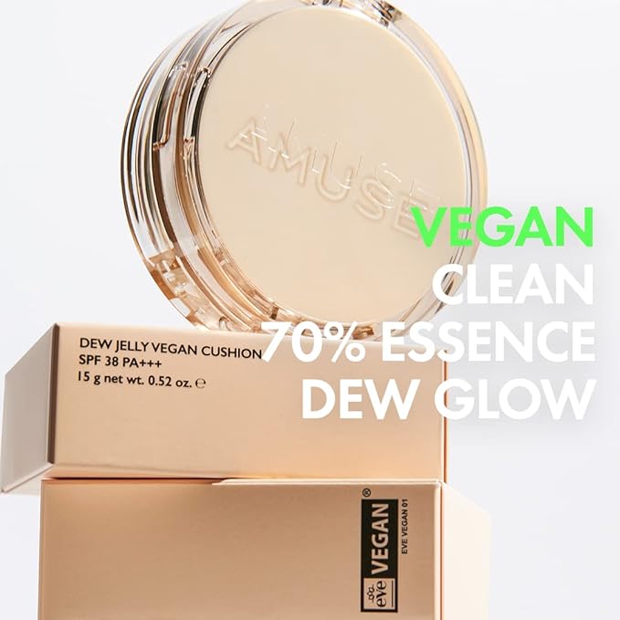 AMUSE Dew Jelly Vegan Cushion Foundation 02 NUDE | dewy, glow, long-lasting, double coverage, clean beauty, lightweight, natural look, foundation for sensitive skin, hydrating cushion-FemmiqueWomen