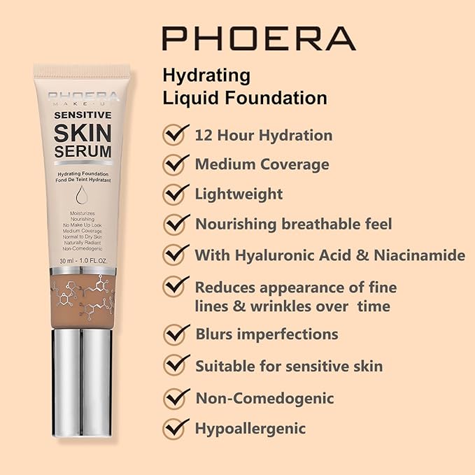 2024 New PHOERA Foundation Makeup for Mature Skin, Wrinkles Matte Natural Finish for a Flawless Complexion (N03 Buff Beige)-FemmiqueWomen