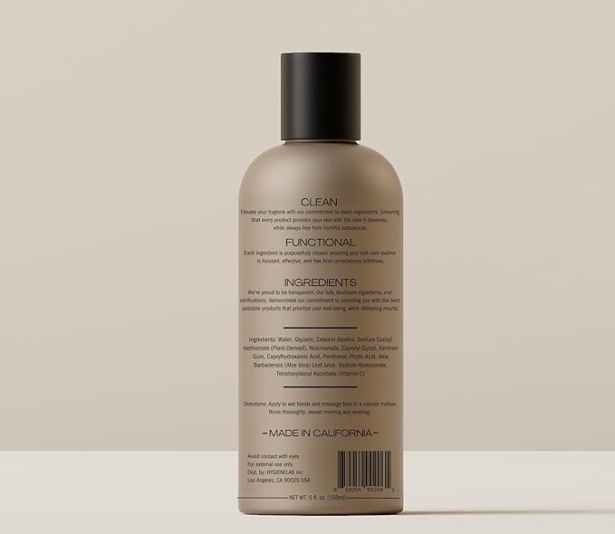 Face Wash – EWG Verified, Gentle & Hydrating Cleanser with Aloe, Niacinamide & Vitamin C, Removes Dirt Without Stripping Skin (5 fl oz)-FemmiqueWomen