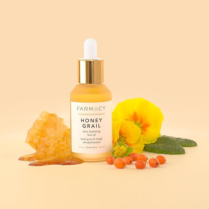 Farmacy Hydrating Face Oil - Honey Grail Nourishing Oil for Skin & Hair - Infused with Sea Buckthorn Oil, Rosehip Oil & Buckwheat Honey to Moisturize & Maintain a Healthy Skin Barrier (30ml)-FemmiqueWomen