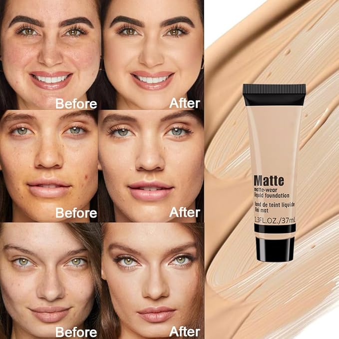 1 Pack Liquid Foundation Cream for Face Makeup,Durable Full Coverage Matte Concealer Make Up,Oil Control & Waterproof Base Primer -1 Fl.Oz (BEIGE 7#)-FemmiqueWomen