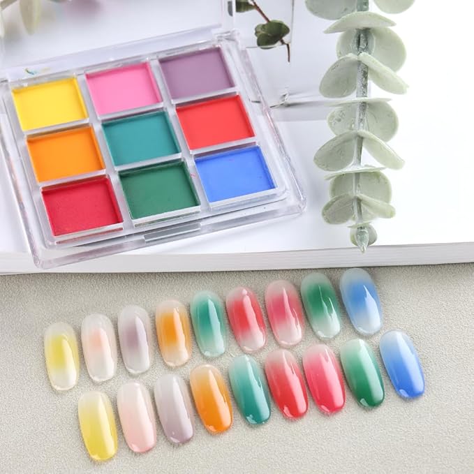 18 Colors Neon Phosphor Solid Pigment Powder Set for Ombre Nails, Fluorescent Nail Pigment Glitter Iridescent Rubbing Dust with Nail Ombre Brush for Gradient Nail Art Manicure DIY Accessories-FemmiqueWomen