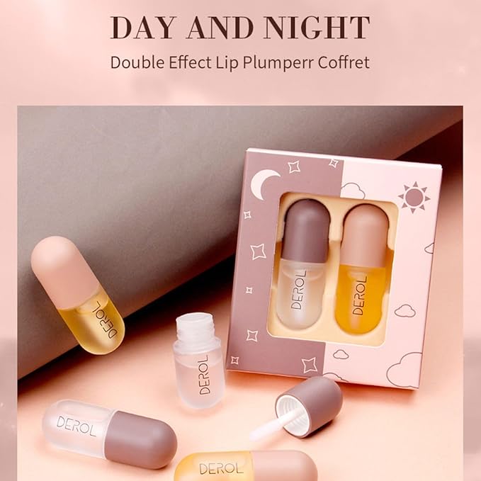 2Pcs Lip Plumper Set, Natural Lip Plumper kit, Day and Night Lip Plumper, Softer Bigger Fuller Cosmetics Plumper Lips-FemmiqueWomen