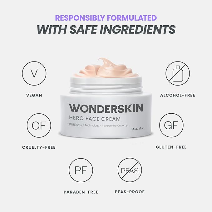 Wonderskin Purevoc Hero Face Cream, Anti Wrinkle Moisturizing Face Cream, Hydrating Face Moisturizer for Women & Men, Anti Aging Face Moisturizer, Daily Facial Moisturizer for Dry Skin-FemmiqueWomen