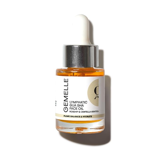 GEMELLE Lymphatic Gua Sha Face Oil | 10x Award Winner | Detox, Plump, Balance, Hydrate | High-Altitude Rosehip, Centella Asiatica & More! | Organic, Natural, Clean Beauty | Starter, Travel 15ml-FemmiqueWomen