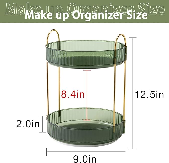 Rotating Makeup Organizer for Vanity, High-Capacity Skincare Clear Make Up Storage Perfume Organizers Cosmetic Dresser Organizer Countertop 360 Spinning (Purple, 3 Tier)-FemmiqueWomen