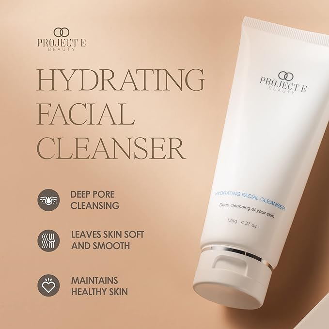 Project E Beauty Hydrating Facial Cleanser Gentle Cleansing | Removes Dirt, Oil & Makeup | Moisturizes & Hydrates | Brightens Complexion | Non-Foaming Formula | For All Skin Types | 125g-FemmiqueWomen