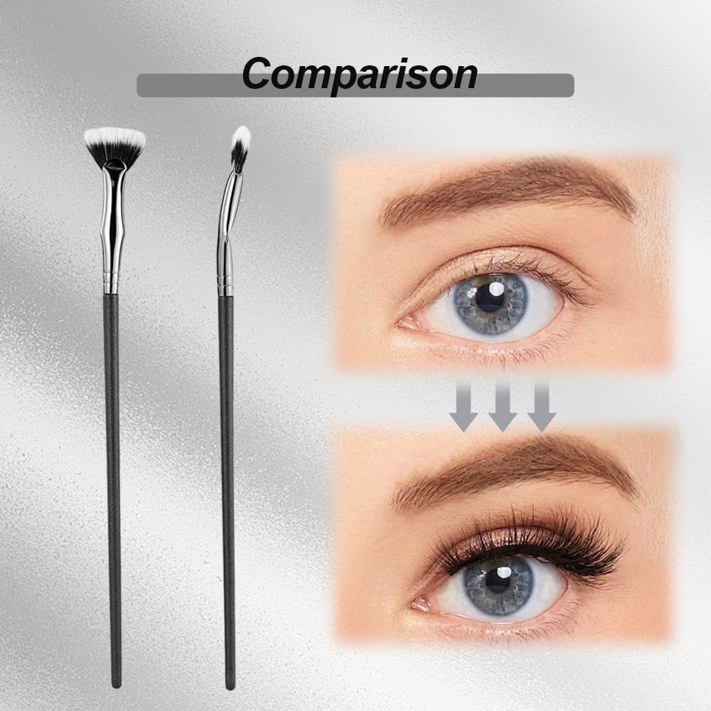 Folding Angle Scalloped Lash Brush, 2024 New Mascara Fan brushes for Lashes, Angled Eyelash Makeup Comb, Cosmetic Brushes Eyelash Separator Bent Applicators for Eye Lash Makeup (3 PCS)-FemmiqueWomen