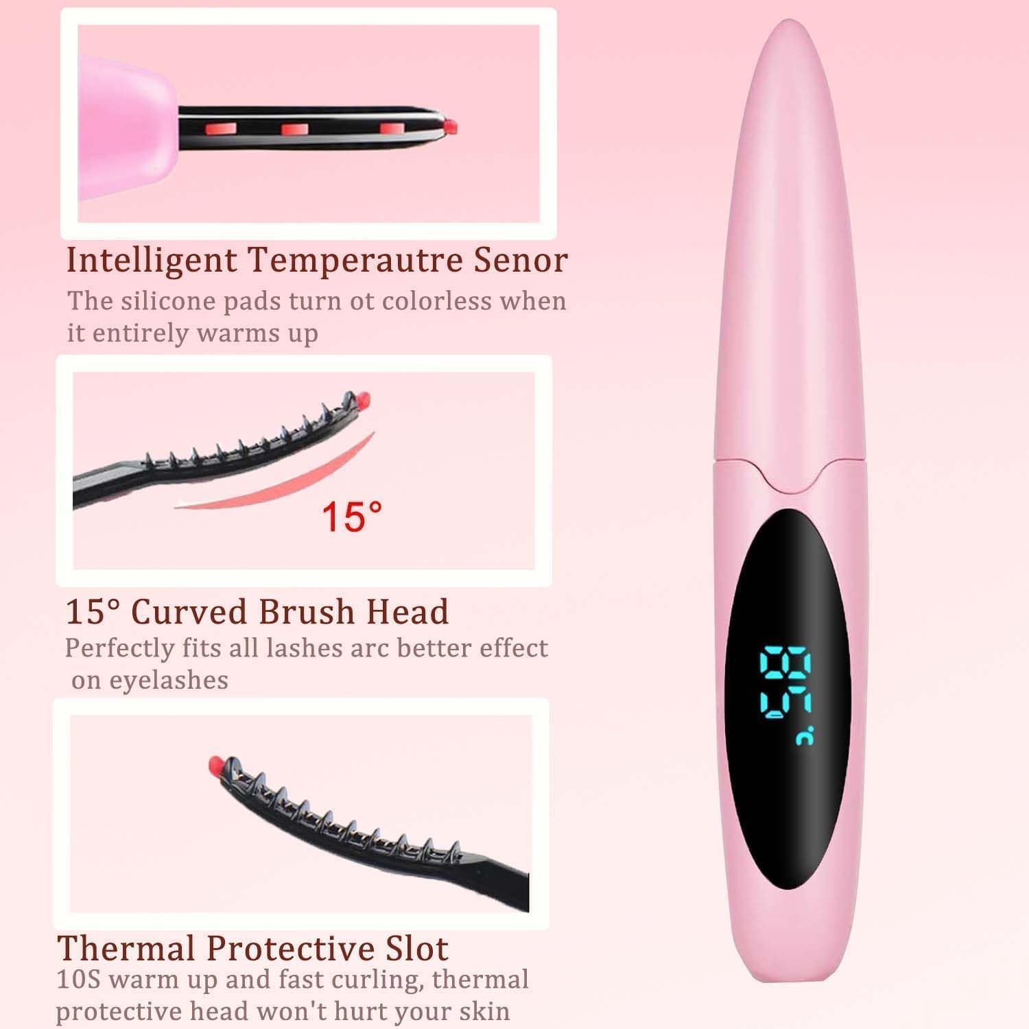 Heated Eyelash Curlers Electric Eyelash Curler with LED Display, 3 Temperature Modes Anti-Burn USB Rechargeable Natural Curling 24H Long Lasting for Women Makeup Tools Gifts PI714-FemmiqueWomen