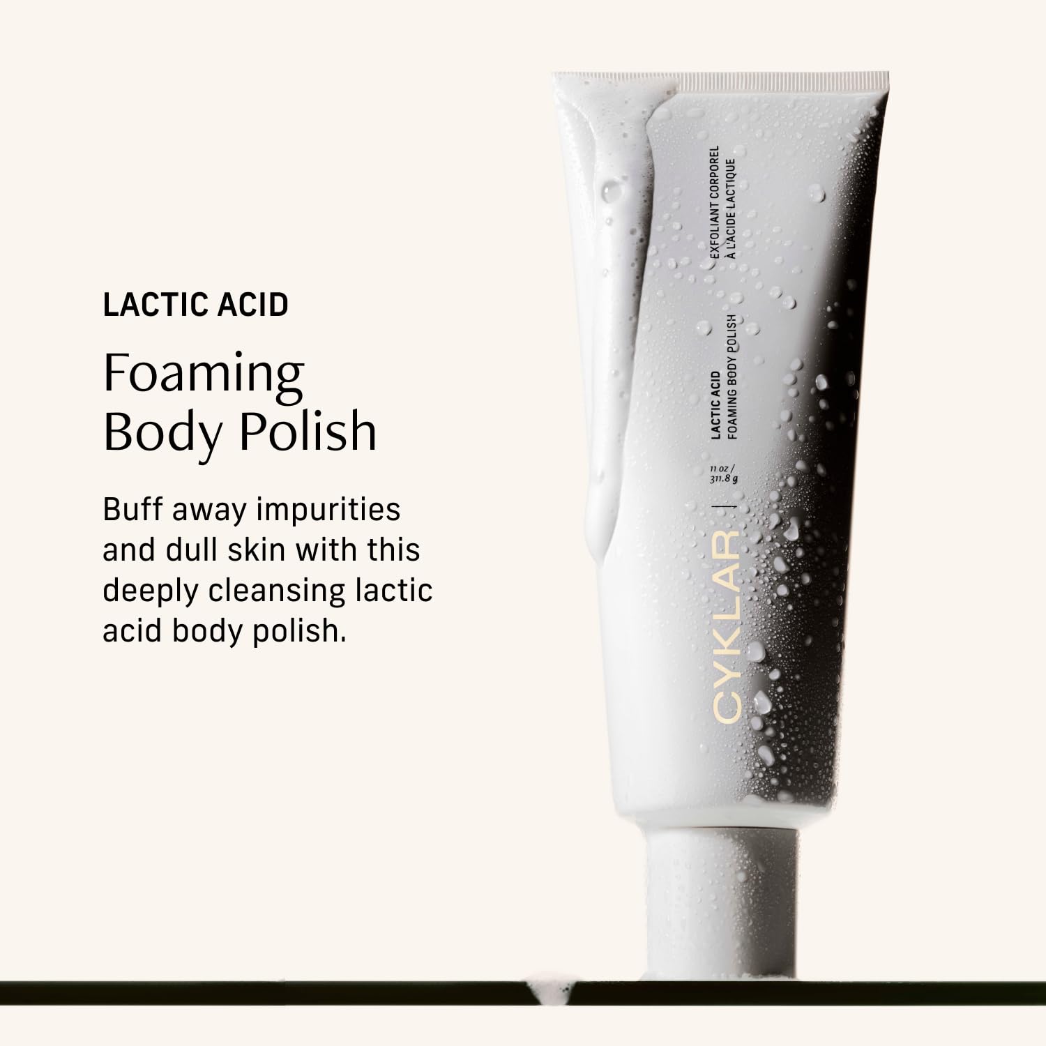 Lactic Acid Foaming Body Polish – Exfoliating Body Wash with Chemical & Physical Smoothers – Includes Glycerin Hydration, Mandelic Acid & Volcanic Pumice. Fragrance-Free, 11 fl oz-FemmiqueWomen