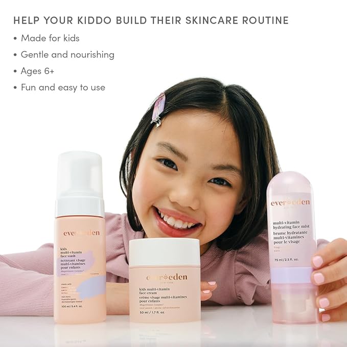Evereden Kids Multi-Vitamin Hydrating Face Mist | Nourishing Face Spray, Preppy Skincare Essential for Ages 6+ | Clean Formula Safe for Sensitive Skin | Multi-Vitamin Complex, Peach & Mango Juice-FemmiqueWomen