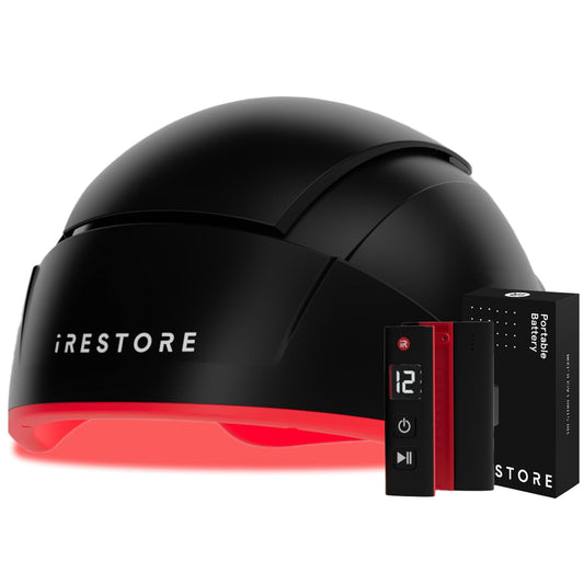 iRestore Elite + Rechargeable Battery Pack - Laser Red Light Therapy for Hair Growth - FDA Cleared Hair Loss, Hair Thinning Treatment for Men & Women - Hair Regrowth Laser Cap - 500 Lasers & LEDs-FemmiqueWomen