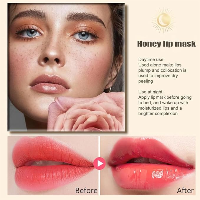 2PCS Bee Lip Balm Honey Pot,Honey Lip Mask Propolis Moisturizing Lip Balm with Stick,Propolis Moisturizing Honey Lip Balm,Hydrating & Prevention Dry and Cracked Lip,Lip Care Skin Care Products-FemmiqueWomen