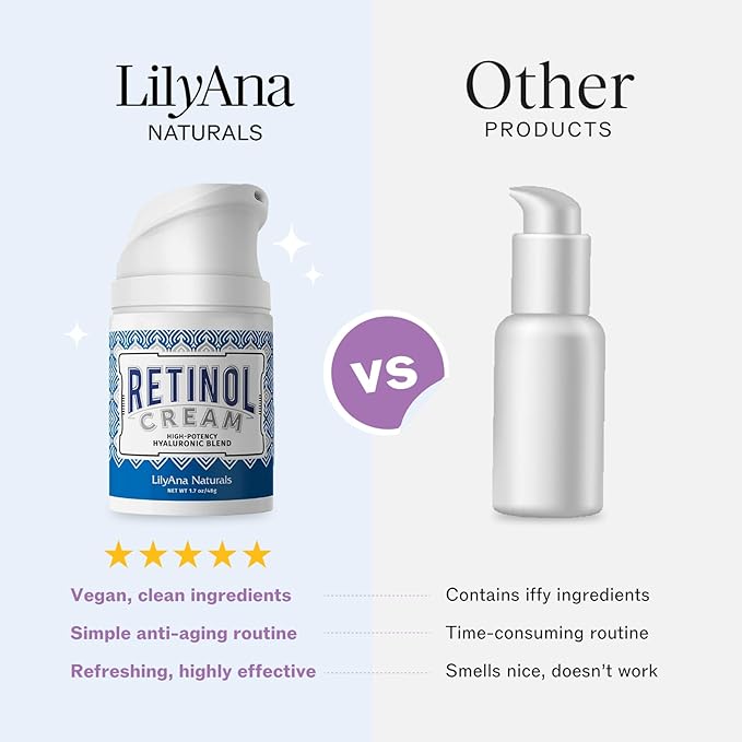 LilyAna Naturals Anti Aging Retinol Face Cream for Women – Wrinkle & Neck Cream for Firming, Retinol Moisturizer for Face with Hyaluronic Acid, Hydrating Night Cream for Fine Lines, Collagen Boost-FemmiqueWomen