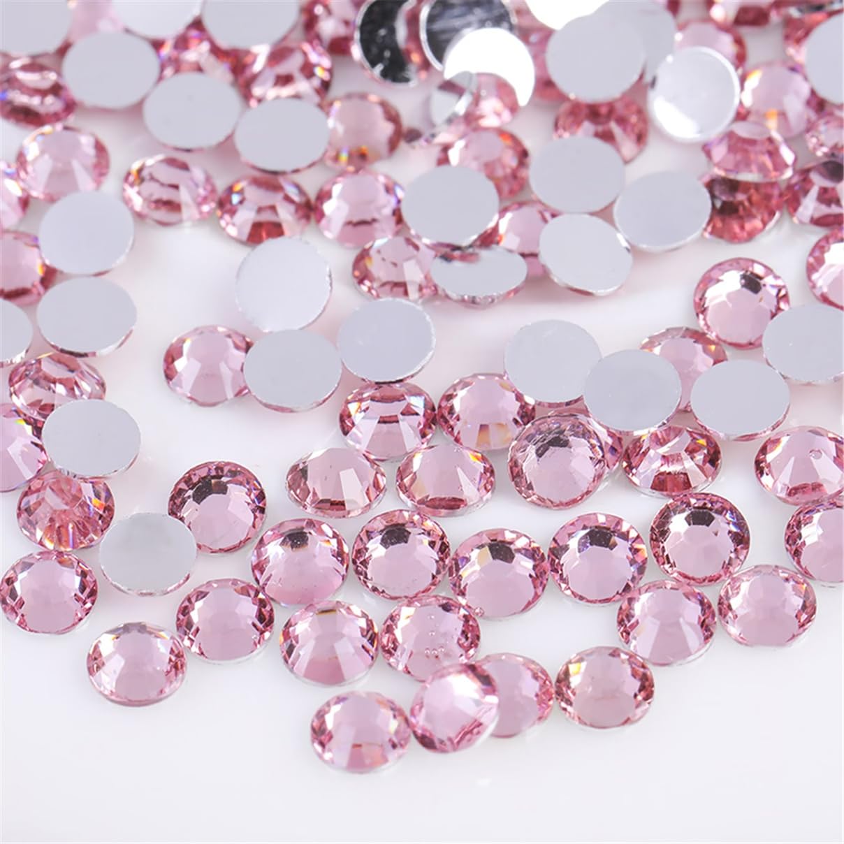 3000 Pieces SS6 2mm Flatback Rhinestones Clear Glass Round Gems Crystals for Nail Art DIY Crafts Clothes Shoes Bags （Light Pink）-FemmiqueWomen