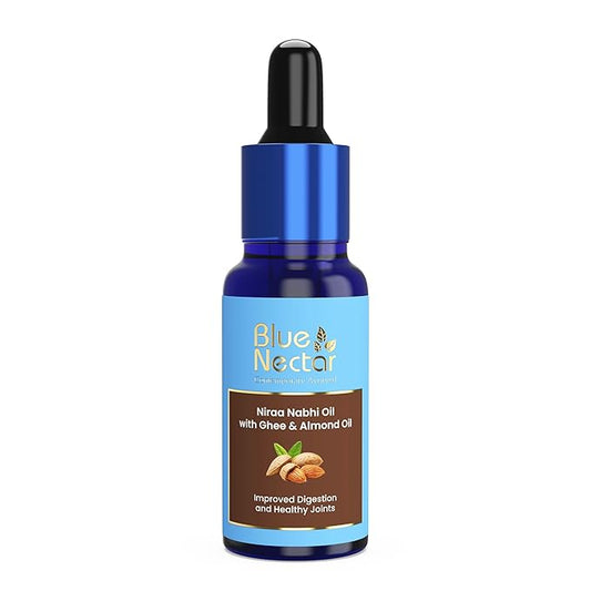 Blue Nectar Ayurveda Nabhi Oil with Ghee & Almond Oil | Belly Button Oil for Digestion & Joint Health | 100% Natural & Herbal (21 Herbs, 1 fl oz)-FemmiqueWomen