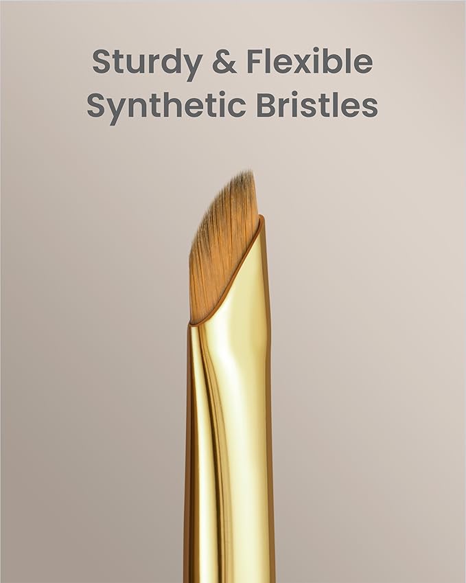 Desert Oak Series Precision Angled Eyeliner Brush - Ultra-Fine Nylon Bristles for Razor-Sharp Gel/Liquid/Powder Lines, Detail Work & Tightlining, Bubinga Handle & Brass Ferrule (CM 181)-FemmiqueWomen