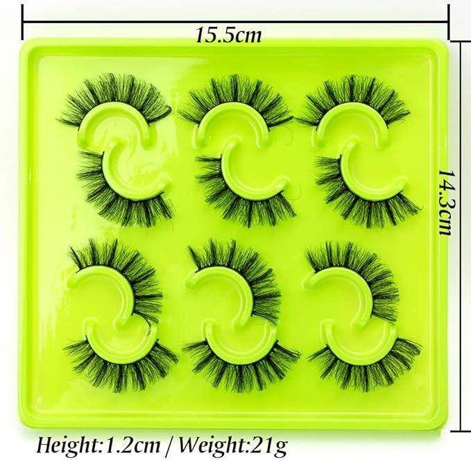 HBZGTLAD 6 Pairs Fluffy False Eyelashes Natural Faux Mink Strip 3D Lashes Pack(3DQG-104)-FemmiqueWomen