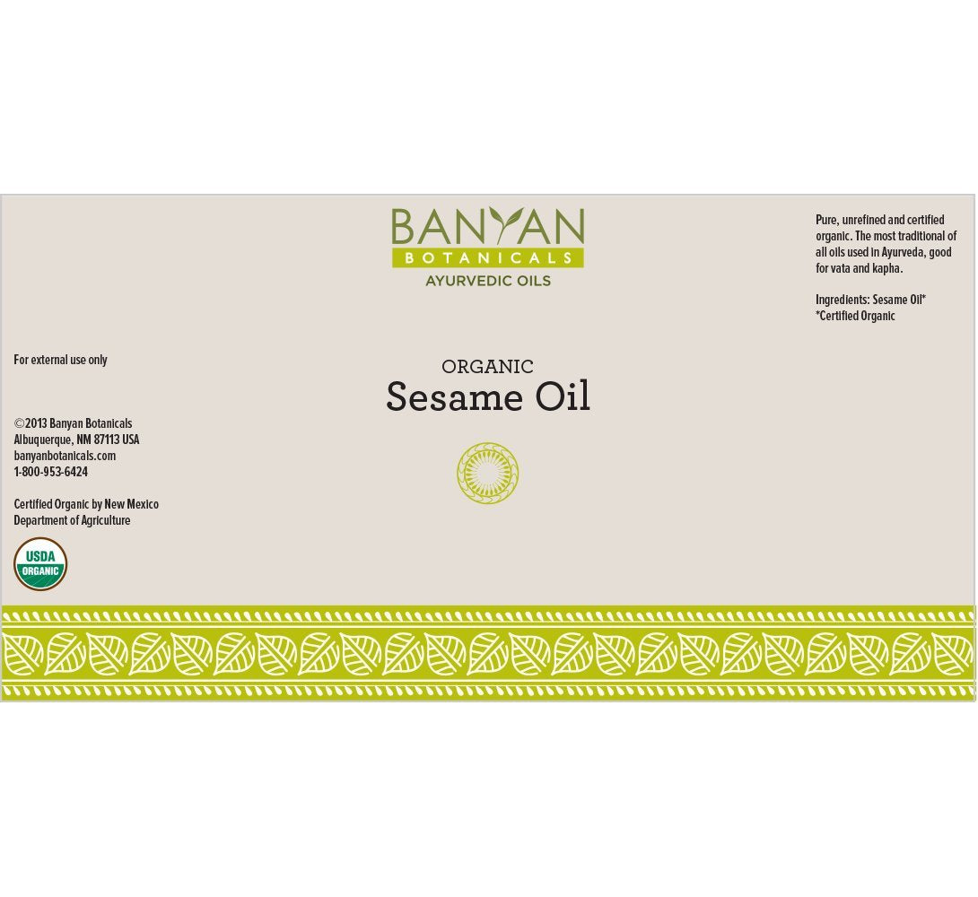 Banyan Botanicals Sesame Oil – Organic & Unrefined Ayurvedic Oil for Skin, Hair, Oil Pulling & More – Multiple Sizes – 34oz. – Non GMO Sustainably Sourced Vegan-FemmiqueWomen