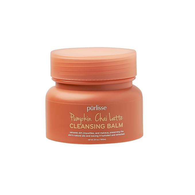 pūrlisse Pumpkin Chai Latte Cleansing Balm - Hydrating Facial Cleanser Enriched with Pumpkin, Chai & Soy Milk - Makeup Remover Balm & Gentle Face Wash for Women & Men (3.4 oz)-FemmiqueWomen