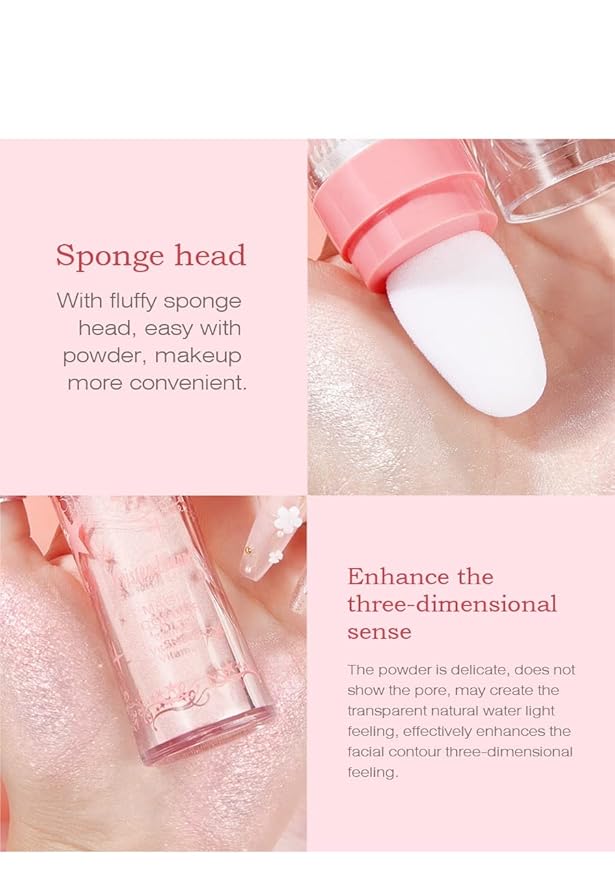 2 Pack Glitter Powder Highlighter Makeup, Body Brightens the Natural Three-Dimensional Face Blusher Patting Powder Highlighter. (01# White moonbeam)-FemmiqueWomen