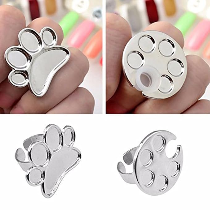2 Pieces Mini Nail Art Polish Holder Nail Art Palette Rings Nail Palette Finger Rings-FemmiqueWomen