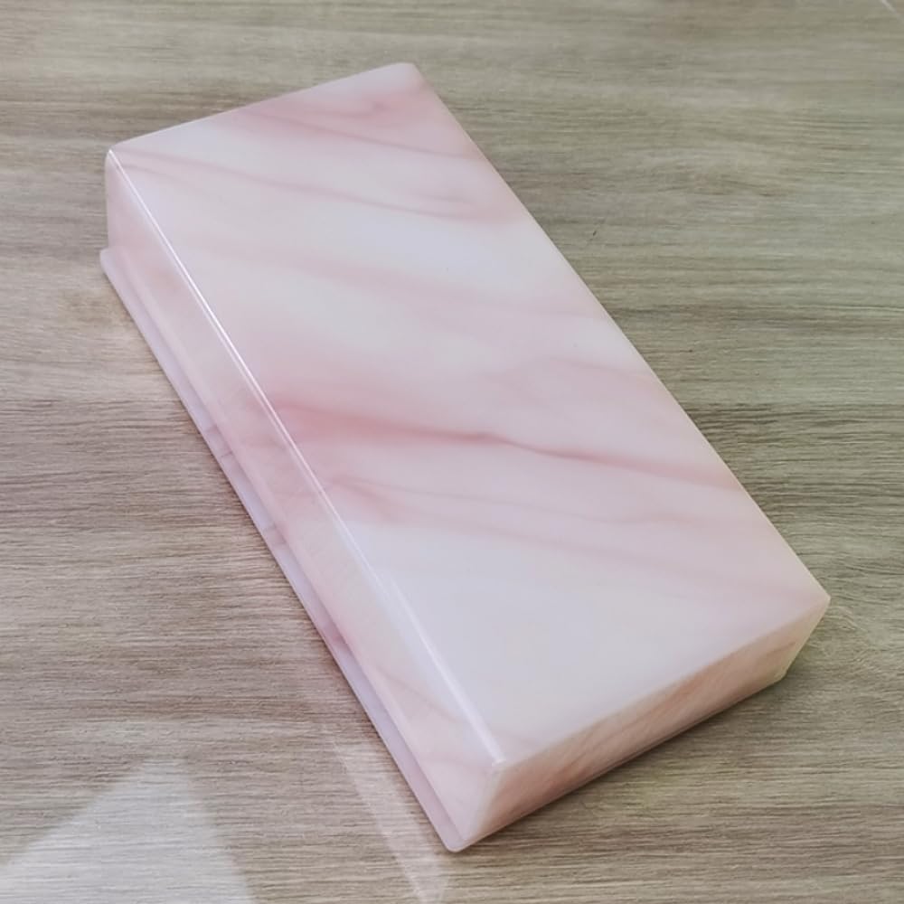 Grafting False Eyelash Acrylic Extension Pallet Organizer, Eyelash Extension Glue Tweezers Plate Makeup Palette, Dustproof Storage Box Display Training Tools Salon (Marble Pink)-FemmiqueWomen