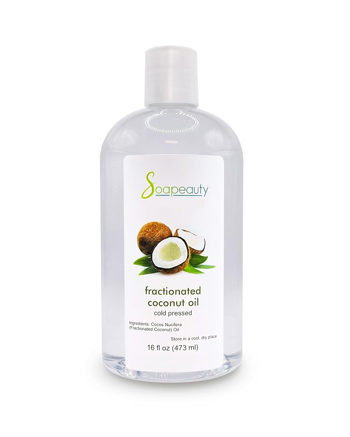 Soapeauty FRACTIONATED COCONUT OIL Cold Pressed Refined | 100% Natural Available in Bulk | Carrier for Essential Oils, Face, Skin, Hair Moisturizer, Soap Making | 16 fl oz-FemmiqueWomen