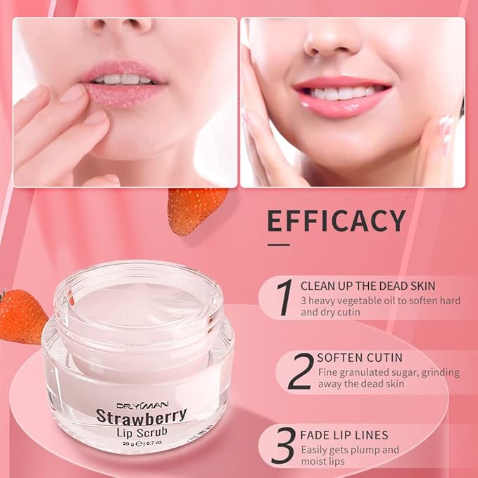 Lip Scrub, Lip Scrubs Exfoliator Moisturizer Dr.YIMAN Sugar Lip Scrub, Lip Exfoliator Scrub for Dry and Chapped Lips,Anti-Aging and Temping, Lip Mask, Lip Care Products, Lip Scrubber, Lip Moisturizer-FemmiqueWomen