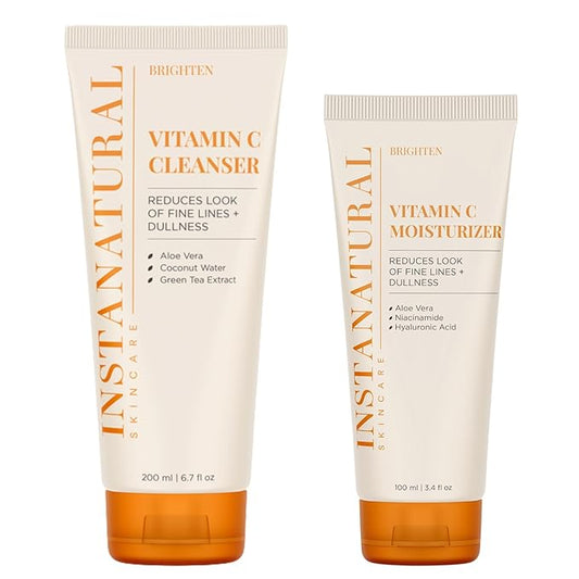 InstaNatural Vitamin C Cleanser and Moisturizer Kit, Brightens, Reduces the Look of Fine Lines and Uneven Texture, with Aloe Vera and Botanical Extracts-FemmiqueWomen