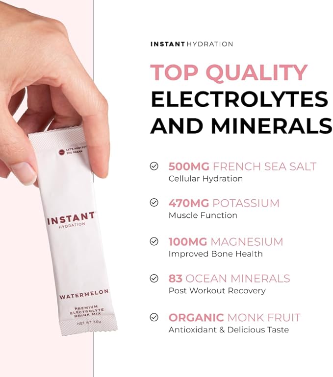 Instant Hydration Electrolytes Powder Packets - Electrolyte Drink Mix - Zero Sugar - Keto, Vegan, Gluten-Free, Non-GMO - Boost Recovery, Brain Health, Muscle & Tissue Support- 30 Sticks-FemmiqueWomen