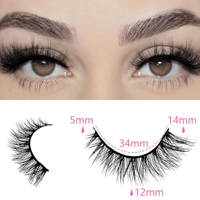 False Eyelashes 48 Pairs Faux Mink Lashes 14mm Wispy Lashes 3D Fluffy Cat Eye Lashes Pack Bulk Wholesale Strip Lashes(style 48-045)-FemmiqueWomen