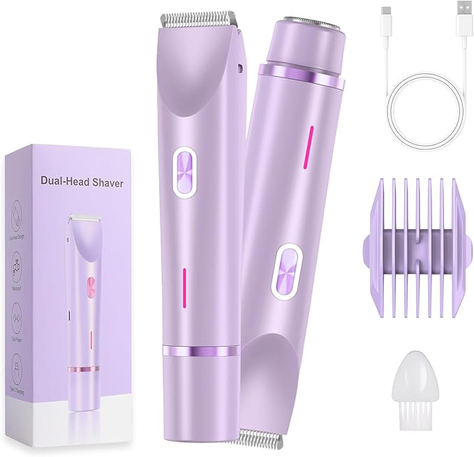 2025 New Electric Womens Shaver, 2-in-1 Women's Body Shaver, Bikini Electric Razor, Wet and Dry Use Body Trimmer for Home (Purple)-FemmiqueWomen