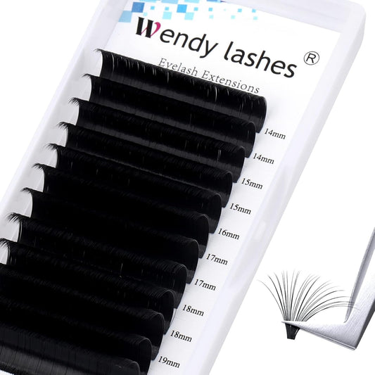 Easy Fan Volume for Lash Artists: Wendy, Handmade Fans for Eyelash Extensions, Self Fanning, Blooming, C-KH, Black, D-0.03-14-20-FemmiqueWomen