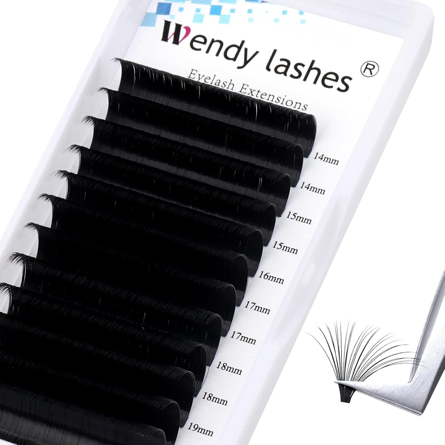 Easy Fan Volume for Lash Artists: Wendy, Handmade Fans for Eyelash Extensions, Self Fanning, Blooming, Black, CC Curl, 0.05mm, 14-20mm, KH126-FemmiqueWomen