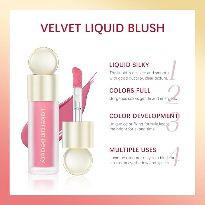 2 Colors Liquid Blush,Soft Cream Face Blush, Dewy Cheek Tint, Long Lasting Natural Matte Finish Looking,Moisturizing Lightweight Blendable Feel (02-HAPPY / 04 - LOVE)-FemmiqueWomen