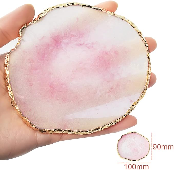 2 Pack Resin Nail Art Palette, Nail Painting Mixed Color Palette, Gilded Edge Nail Gel Color Makeup Display Board Pallet (White+Pink)-FemmiqueWomen