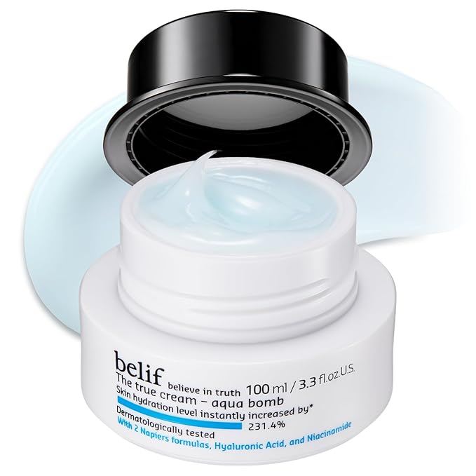 belif Aqua Bomb – Lightweight Gel Moisturizer with Niacinamide, Hyaluronic Acid & Squalane | 72H Hydration + Cooling Effect, Korean Skincare (3.3 fl oz)-FemmiqueWomen
