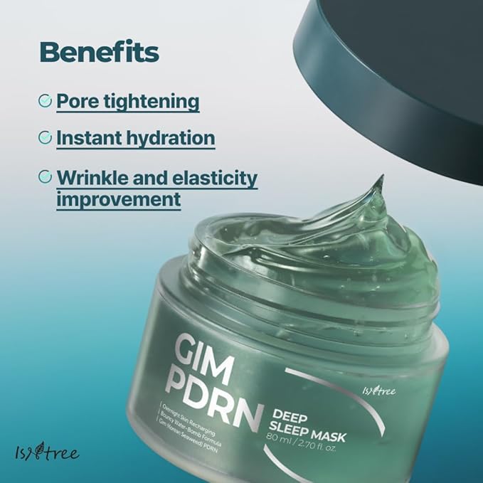 IsNtree Gim PDRN Deep Sleep Mask 80ml, 2.7 fl oz | Korean SEAWEED Skincare Sleeping Mask gel | Night Cream | Facial Mask | Overnight Gel mask for Hydration & Skin Bounce-FemmiqueWomen