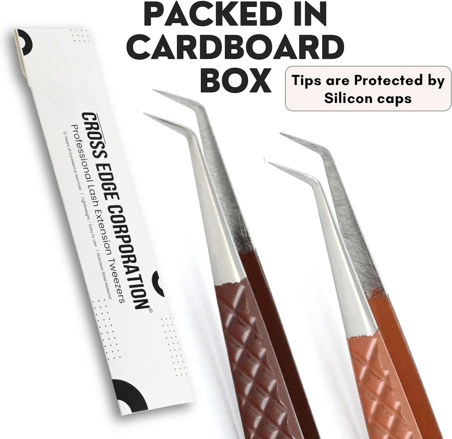 2pcs Curved Isolation Tweezers for Eyelash Extensions – 14cm Stainless Steel, Best for Individual Isolation & Classic Lashes Lash Tweezers Set-FemmiqueWomen