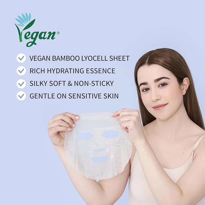 #OOTD Triple Hyaluron Hydrating Mask for Dry and Sensitive Skin, Anti Aging, Tightening and Moisturizing, Korean Vegan Beauty, Hyaluronic Acid, Caffeine, Vitamin C 10EA-FemmiqueWomen