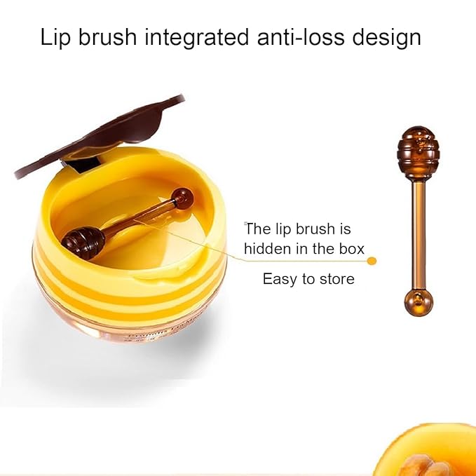 2 PCS Bee Lip Balm Honey Pot,Honey Lip Mask,Honey Propolis Lip Mask Moisturizing Moisture Nourishing Dry & Chapped Lips,Lip Care and Reduces Lip Lines-FemmiqueWomen