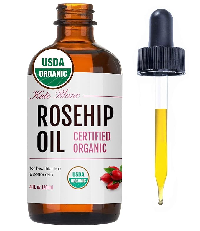 Kate Blanc Cosmetics Rosehip Oil for Face & Skin (4oz, Organic, Pure, Cold Pressed) Rosehip Seed Face Oil for Facial & Gua Sha Massage-FemmiqueWomen