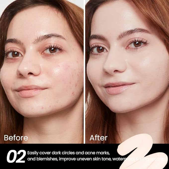 1 Pack Liquid Foundation Cream for Face Makeup,Durable Full Coverage Matte Concealer Make Up,Oil Control & Waterproof Base Primer -0.35 Fl.Oz (02#)-FemmiqueWomen