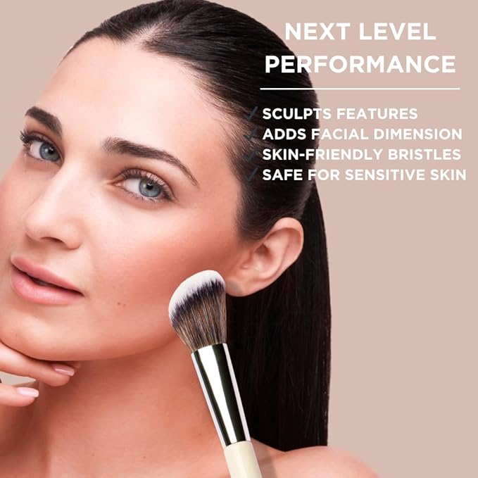 HALEYS Contour Brush VEGAN + CRUELTY-FREE, Angled & Tapered with Fluffy Bristles, Ideal for powder, cream, liquid, Use with blush, contour, bronzer, Sustainable Wood-FemmiqueWomen