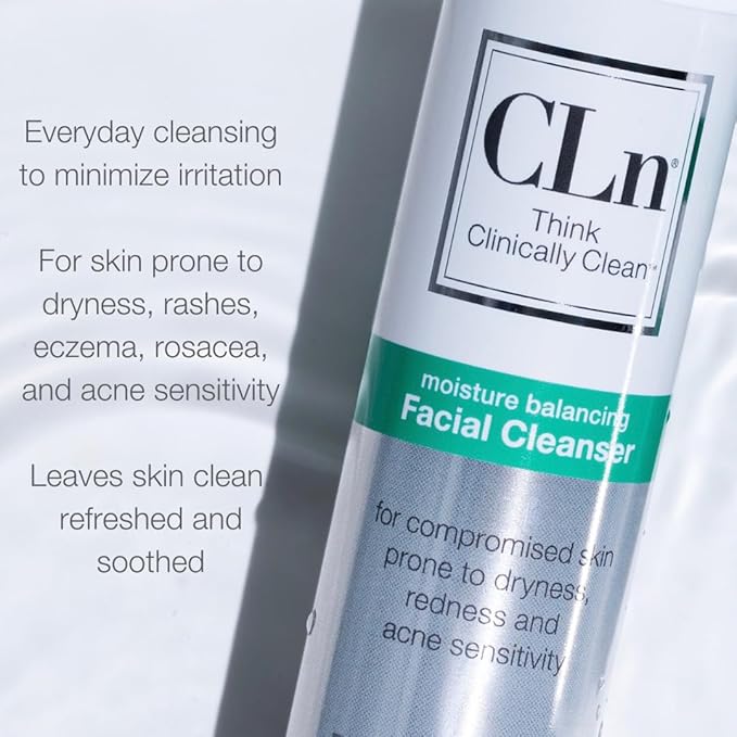 CLn® Facial Cleanser - Hydrating Facial Cleanser with Glycerin, For Skin Prone to Dryness, Eczema, Redness, Irritation & Acne Sensitivity, Fragrance-Free & Paraben-Free, 3.4 fl. oz.-FemmiqueWomen