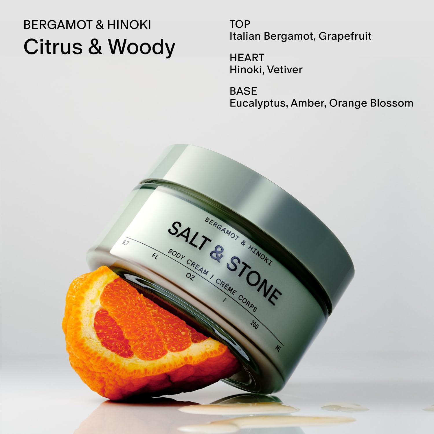 Salt & Stone Body Cream – Bergamot & Hinoki | Hydrating Formula with Seaweed Extracts, Spirulina & Squalane | Deep Hydration, Skin Barrier Repair & Healthy Glow | for all Skin Types (6.7 fl oz)-FemmiqueWomen