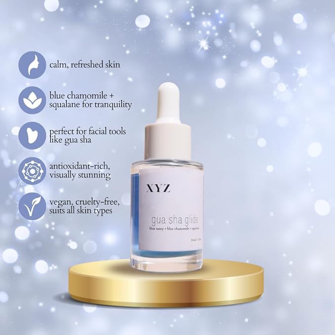 Gua Sha Glide Face Oil - Hydrating and Soothing Face Oil With Azulene Blue Tansy, Blue Chamomile + Squalene | Moisturizer, Face Oil and Soothing Agent for All Skin Types - 1 fl oz (30ml)-FemmiqueWomen