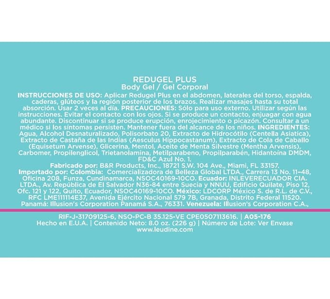 L’EUDINE Redugel Plus Skin Tightening Cream – Pack of 3 – 8oz Anti Cellulite Cream with Mint Oil, Field Horsetail, Marine Algae, Maca Extract – Powerful Non-Greasy Formula – Firming and Toned Skin-FemmiqueWomen